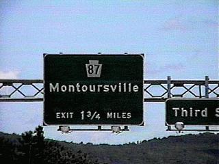 Road Sign - MONTOURSVILLE - 1 3/4